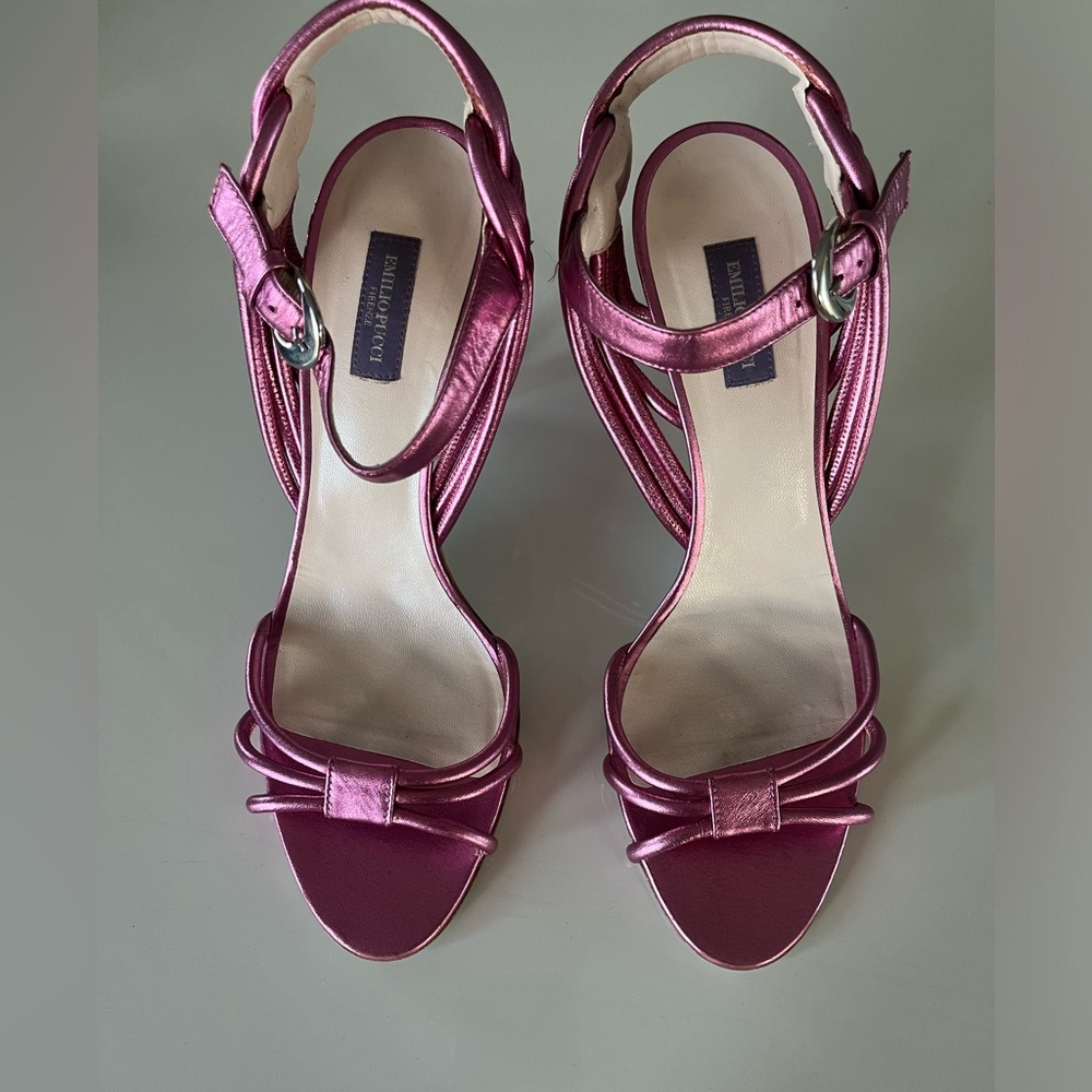 Emilio Pucci pink metallic sandals